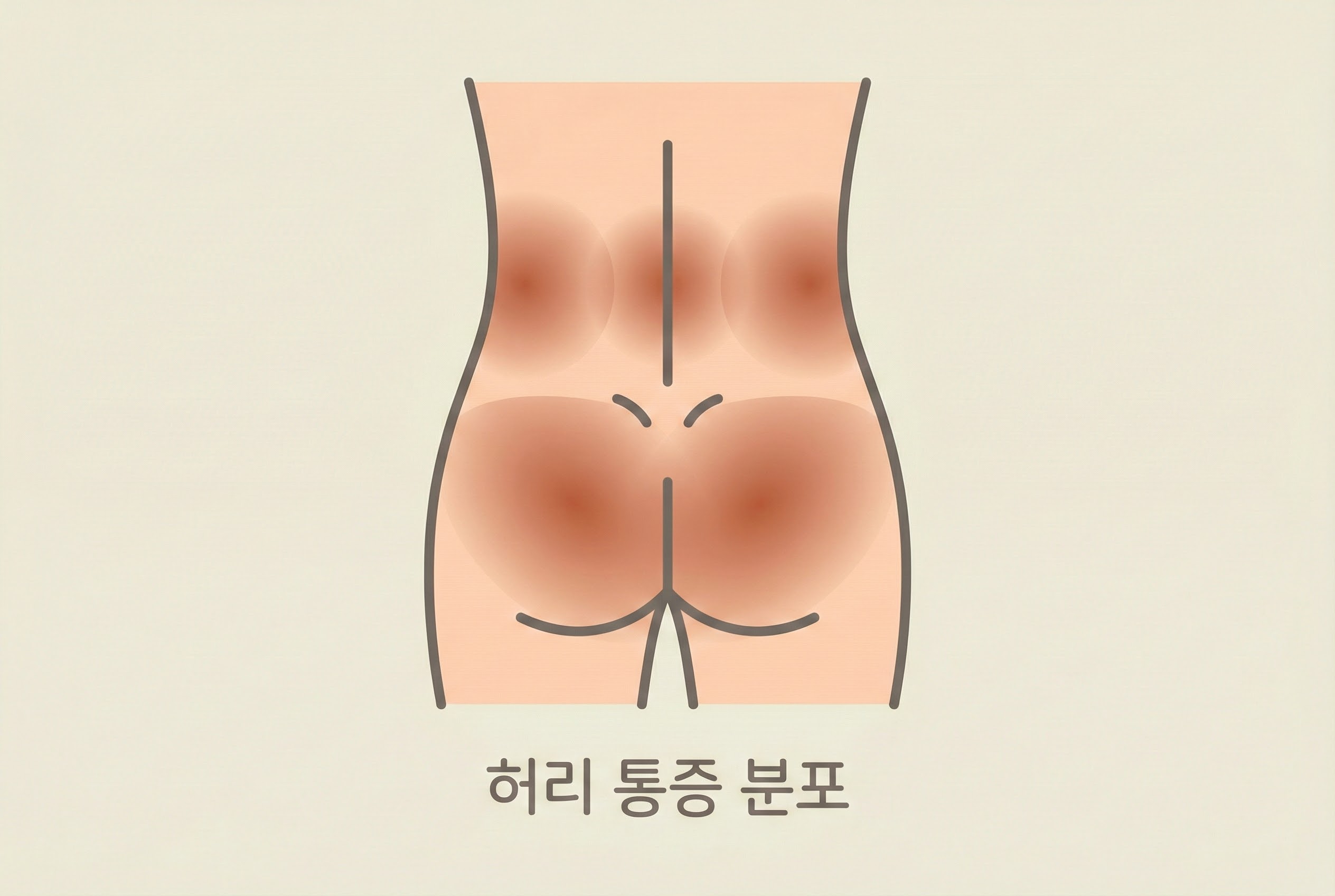 허리 통증 부위 표시 일러스트